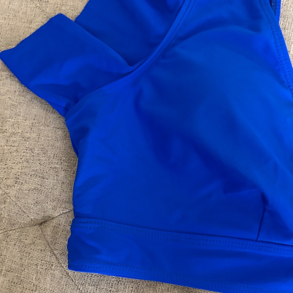 Royal Blue Ruffle Sleeve V-Neck Bikini Top - Picture 6 of 9